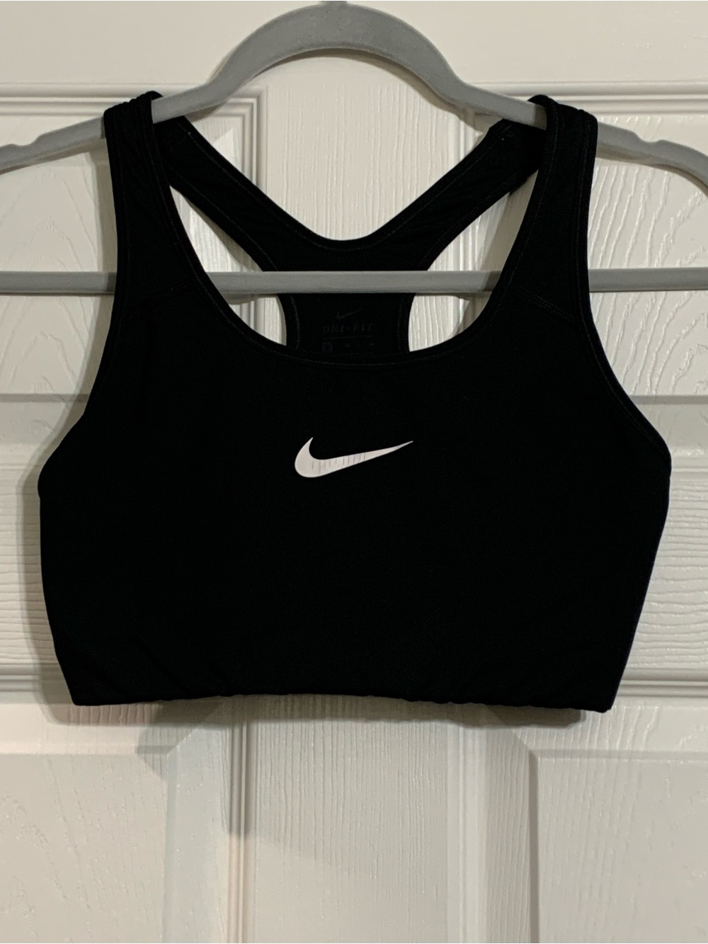 Nike Black Racerback Dri-FIT Sports Bra with White Swoosh
